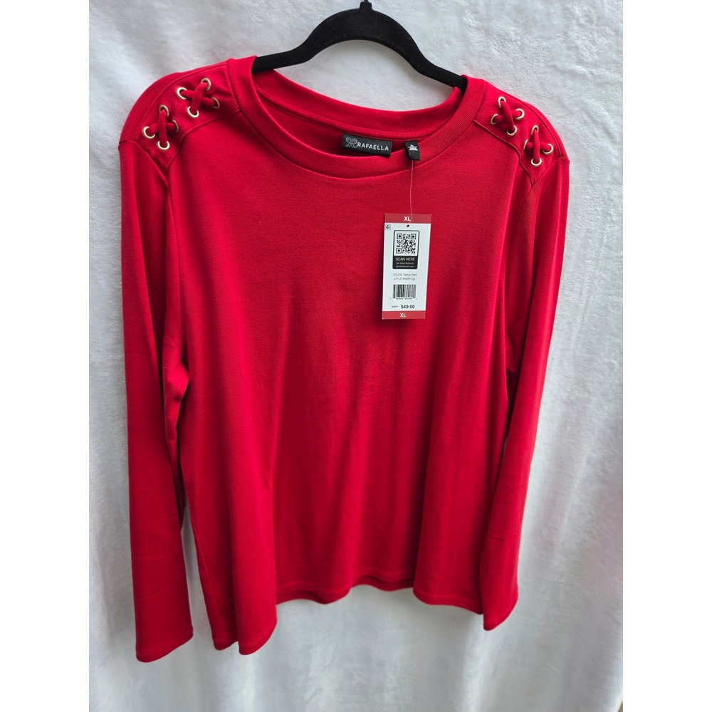 Rafaella Long Sleeve Womens XL Holiday Red New Shoulder Grommet RSKFF033 Chic
